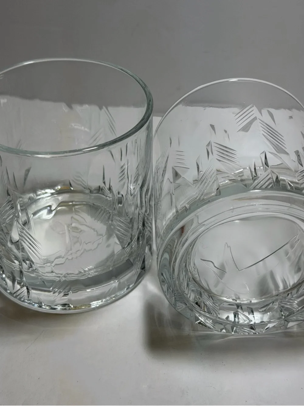 Grey GooseVodka Set of 2 Lowball Rock Glasses Etched Barware Clear 10oz Cocktail